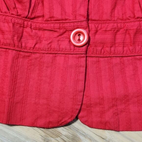 💜Ashley by 26 International Red Cropped Short Sleeve Blazer Medium - Picture 7 of 9